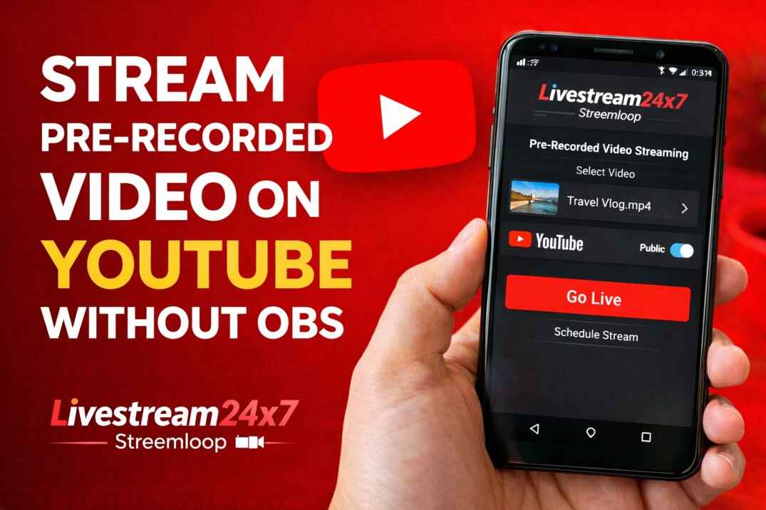 How to stream pre-recorded video on YouTube without OBS
